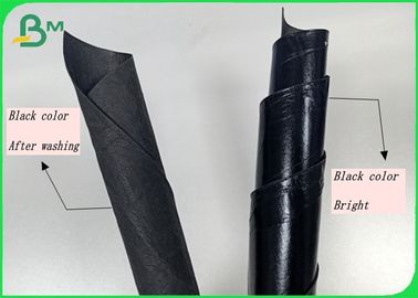 Waschbares Kraftpapier der Faser 0.55mm der Breite 150cm×110yard schwarze Farbfür Handtaschen