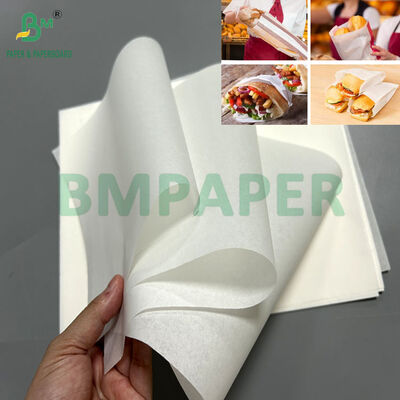 35 gm 40 gm Weißfarbiges fettdichtes Papier für Fast-Food-Taschen 390 mm 532 mm