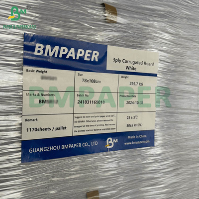 3 Falten Wellpappe Weiß 2 Seiten E Flöte F Flöte 78x108cm 70x100cm